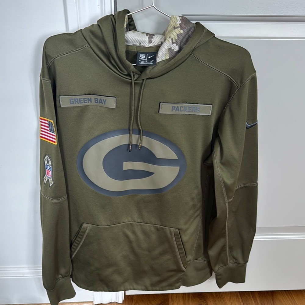 Nike Green Sweatshirt Hoodie with Military Accents